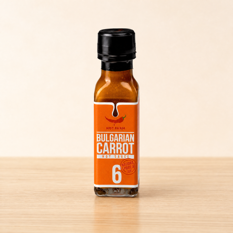 Шише лют сос Български морков Hot Farm, 100 ml, с оранжев етикет