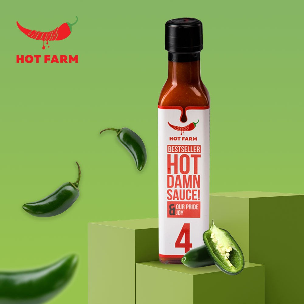 Hot Damn Sauce – Basi Sosa, a Jalapeño pepper sauce with bold spiciness and a touch of garlic, made with fresh peppers and 100% natural ingredients