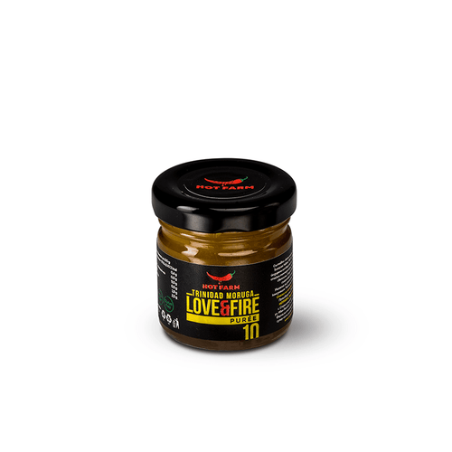 Hot Love and Fire Puree crafted from the world’s hottest yellow peppers, delivering fiery heat and bold citrus flavor.