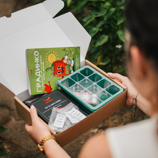 Children's mini greenhouse with vegetables + Young Farmer Gradinko's handbook
